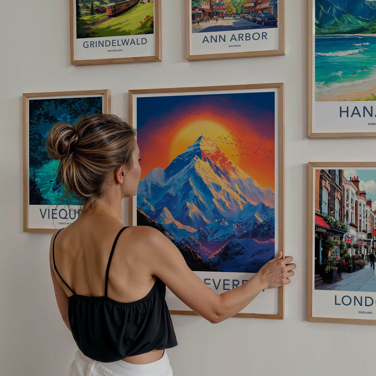 Mount Everest Poster - China Travel Art - Golden Sunset Peak Wall Decor