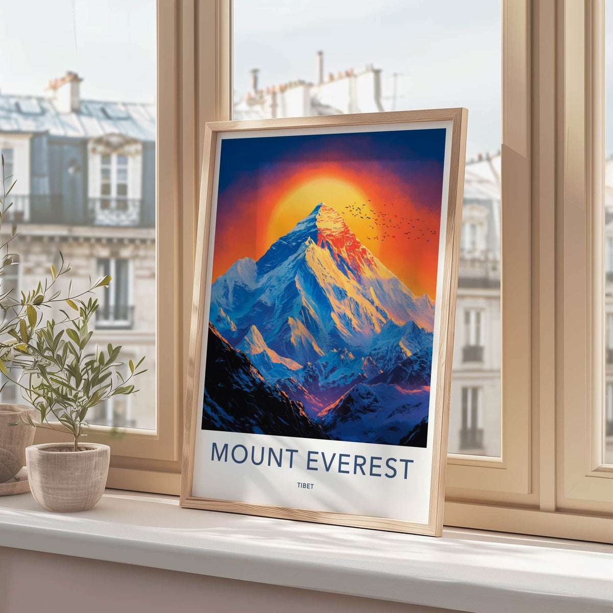 Mount Everest Poster - China Travel Art - Golden Sunset Peak Wall Decor