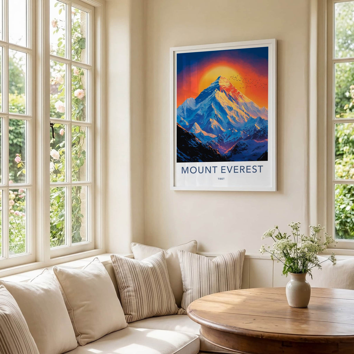 Mount Everest Poster - China Travel Art - Golden Sunset Peak Wall Decor