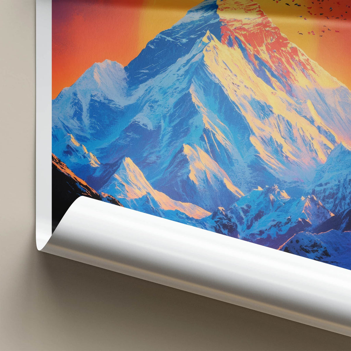Mount Everest Poster - China Travel Art - Golden Sunset Peak Wall Decor