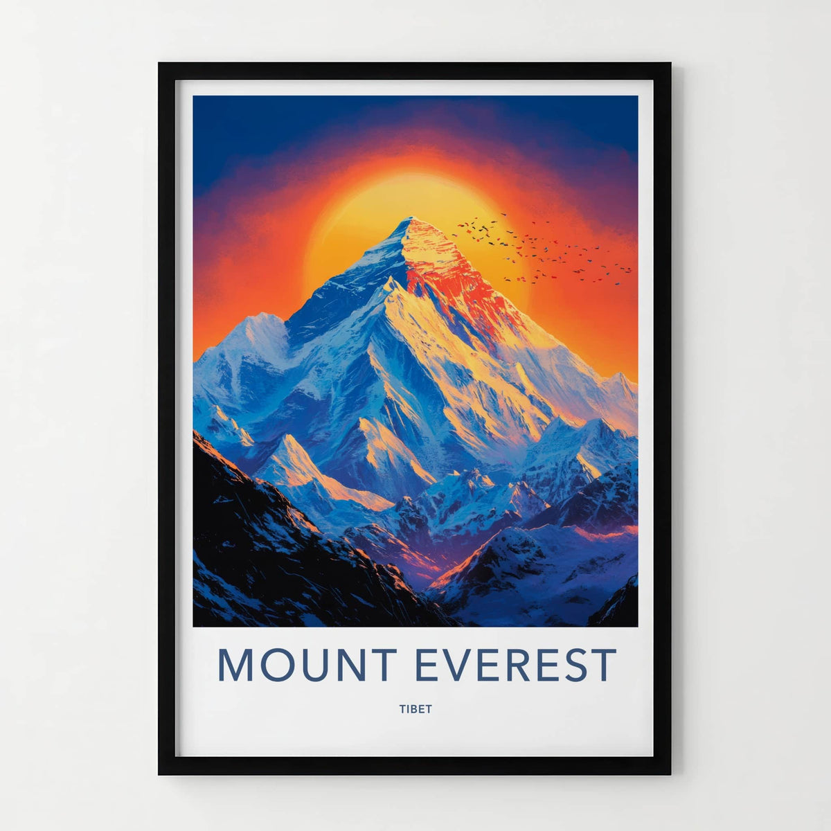 Mount Everest Poster - China Travel Art - Golden Sunset Peak Wall Decor