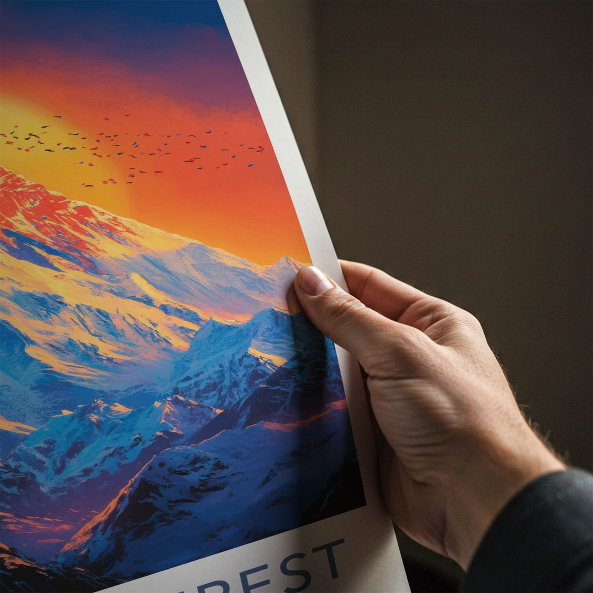 Mount Everest Poster - China Travel Art - Golden Sunset Peak Wall Decor