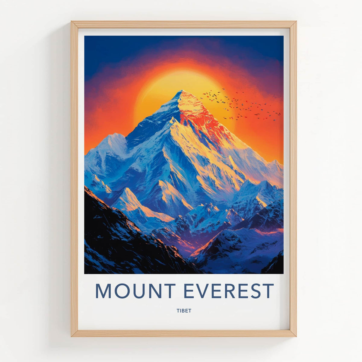 Mount Everest Poster - China Travel Art - Golden Sunset Peak Wall Decor