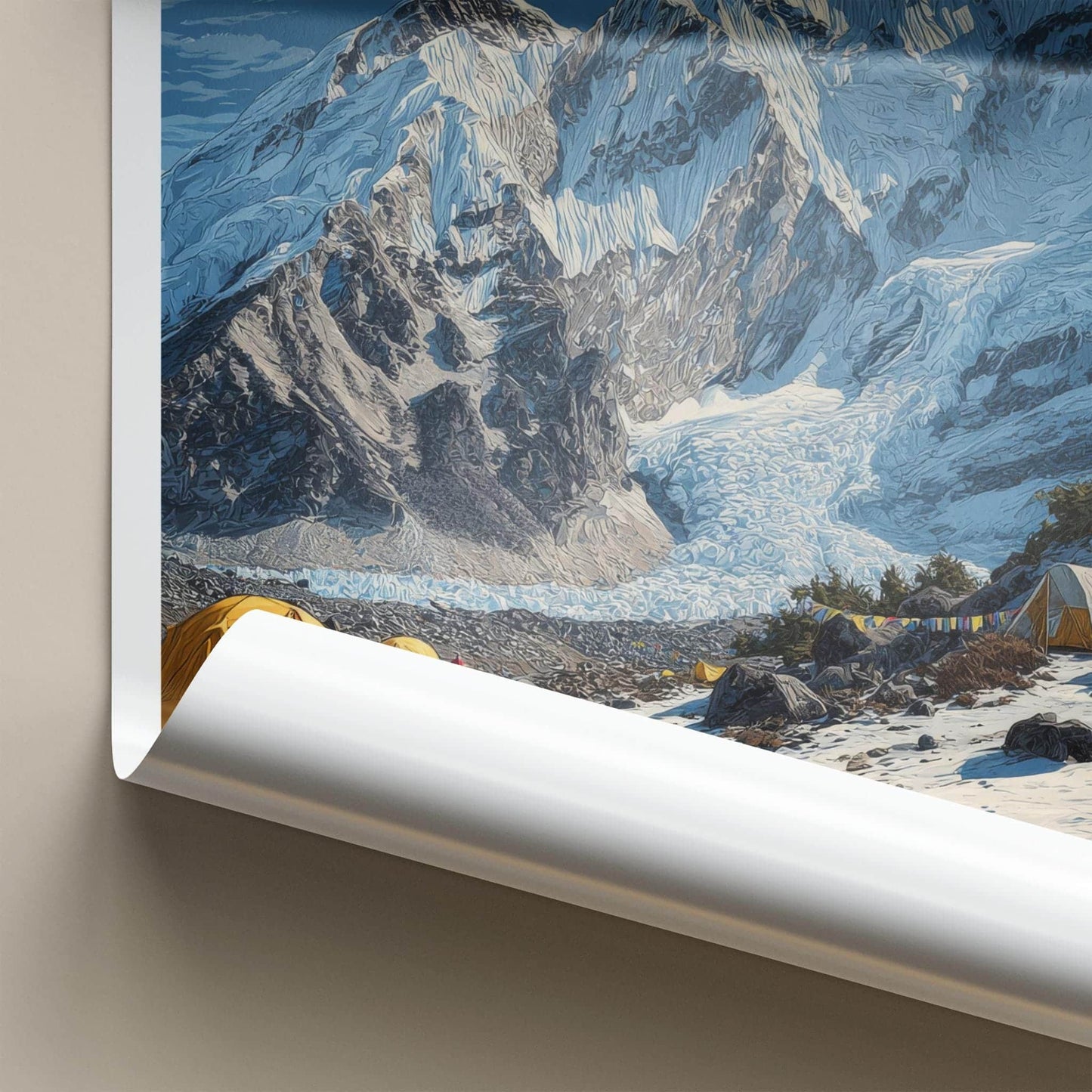 Mount Everest Poster - Nepal Travel Art - Snowy Basecamp Glacier Home Decor