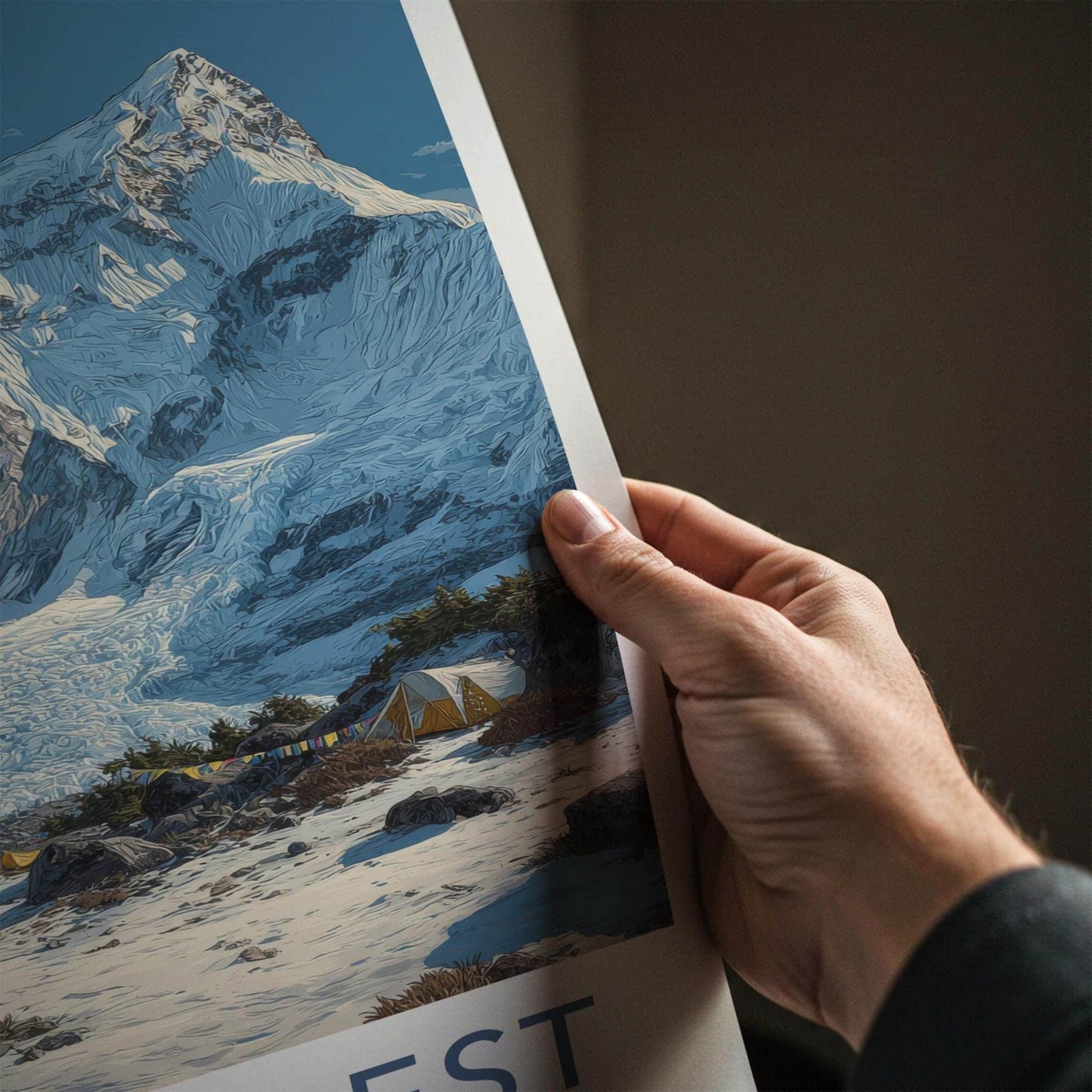 Mount Everest Poster - Nepal Travel Art - Snowy Basecamp Glacier Home Decor