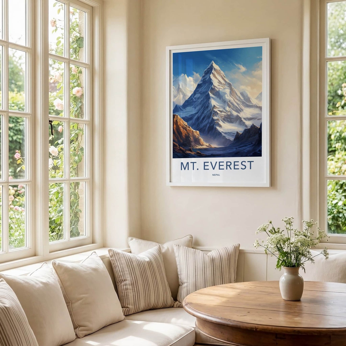 Mount Everest Poster - Nepal Travel Art - Towering Snowy Peaks Home Decor