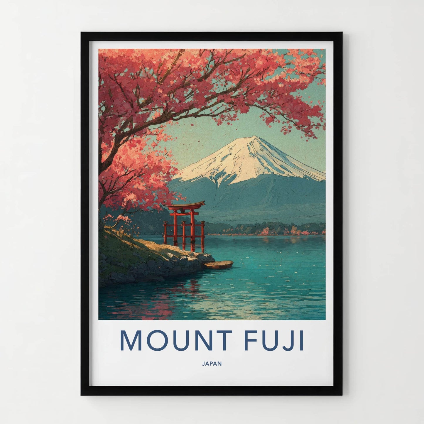 Mount Fuji Poster - Japan Travel Art - Cherry Blossom Torii Gallery Art