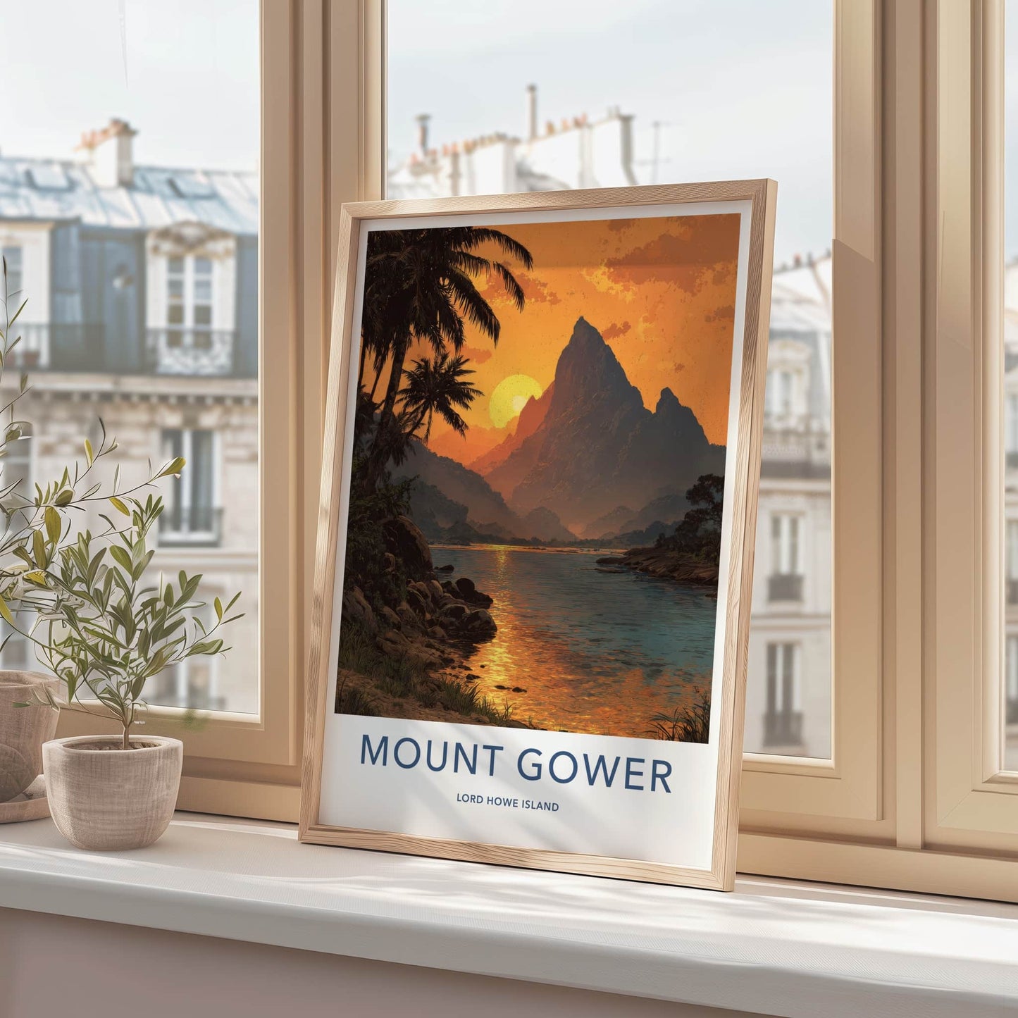 Mount Gower Lord Howe Island Poster - Australia Wall Art - Sunset Peak River Gift