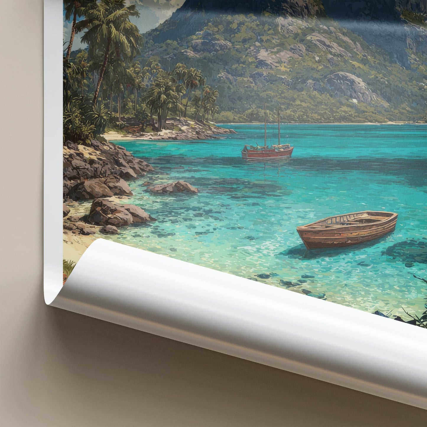 Mount Gower Poster - Australia Travel Art - Tropical Beach Boats Home Decor