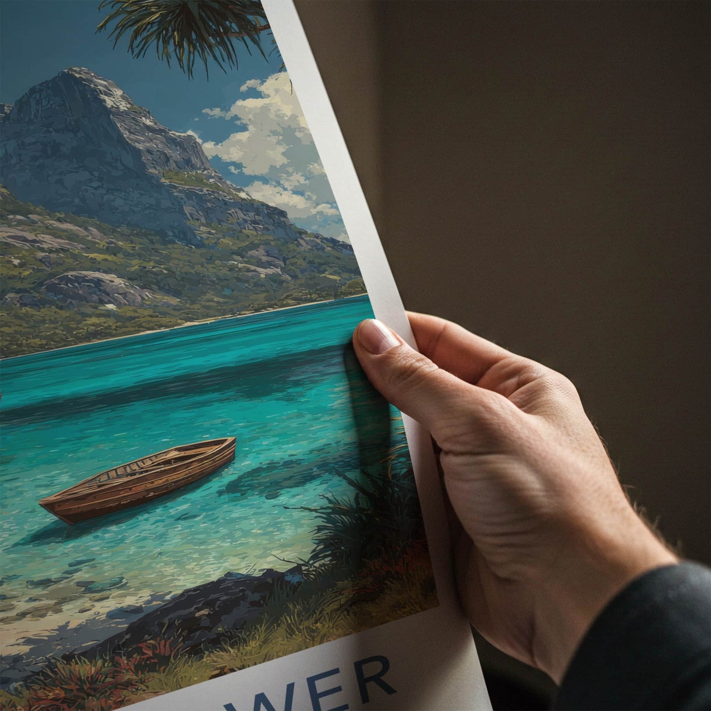 Mount Gower Poster - Australia Travel Art - Tropical Beach Boats Home Decor