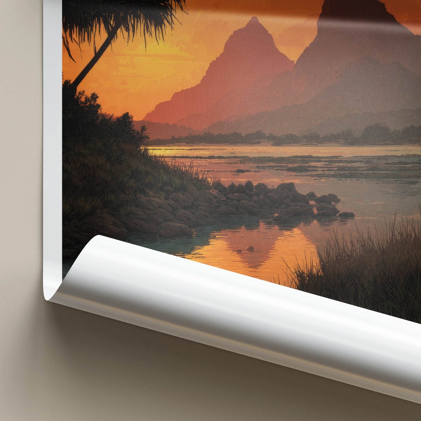 Mount Gower Poster - Australia Travel Art - Vibrant Sunset Waters Home Decor