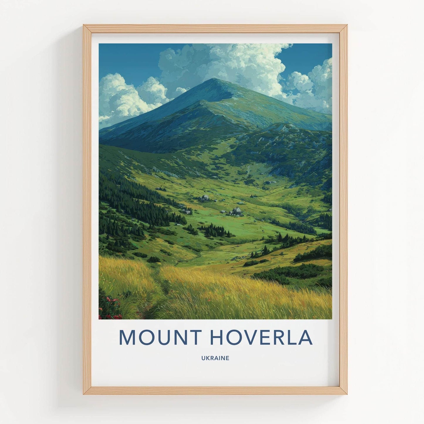 Mount Hoverla Poster - Ukraine Travel Art - Grassy Mountain Valley Home Decor