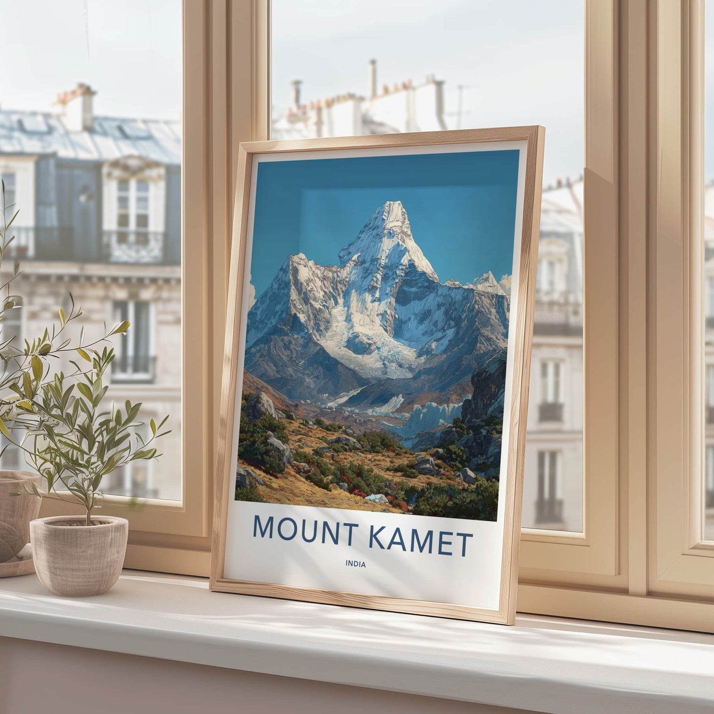 Mount Kamet Poster - India Framed Art - Snowcapped Peak Glacier Wall Decor