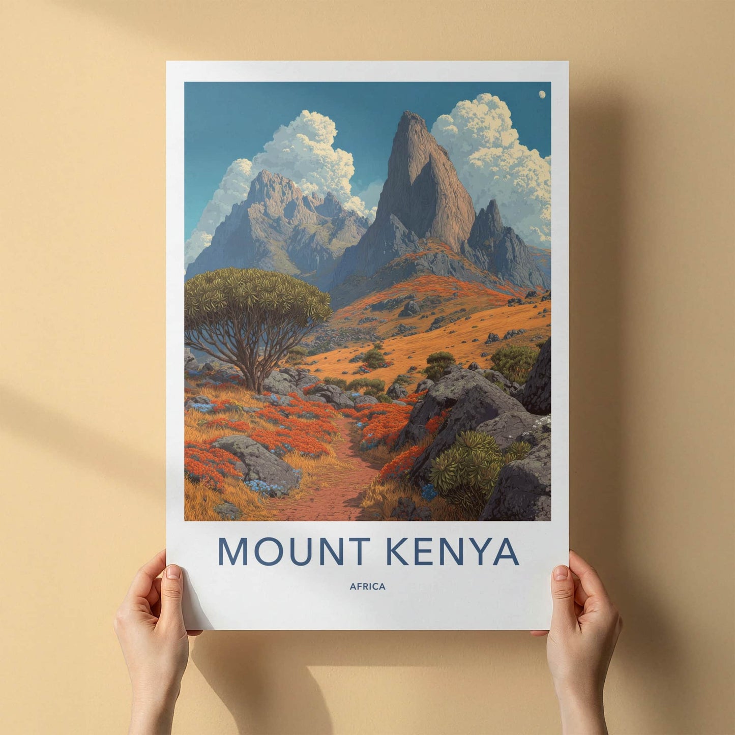 Mount Kenya Poster - Kenya Travel Art - Rocky Mountain Path Home Decor