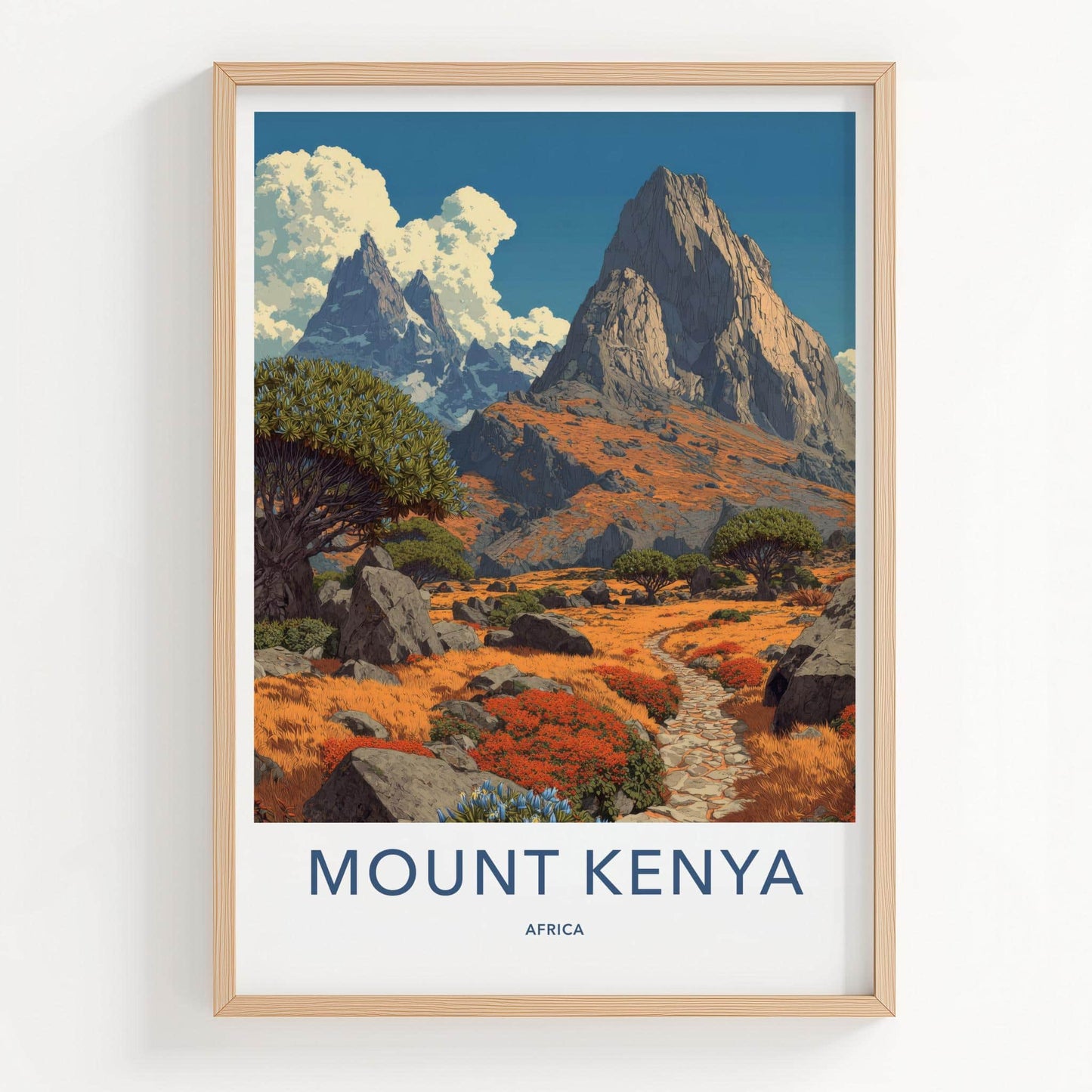 Mount Kenya Poster - Kenya Travel Art - Scenic Mountain Path Home Decor
