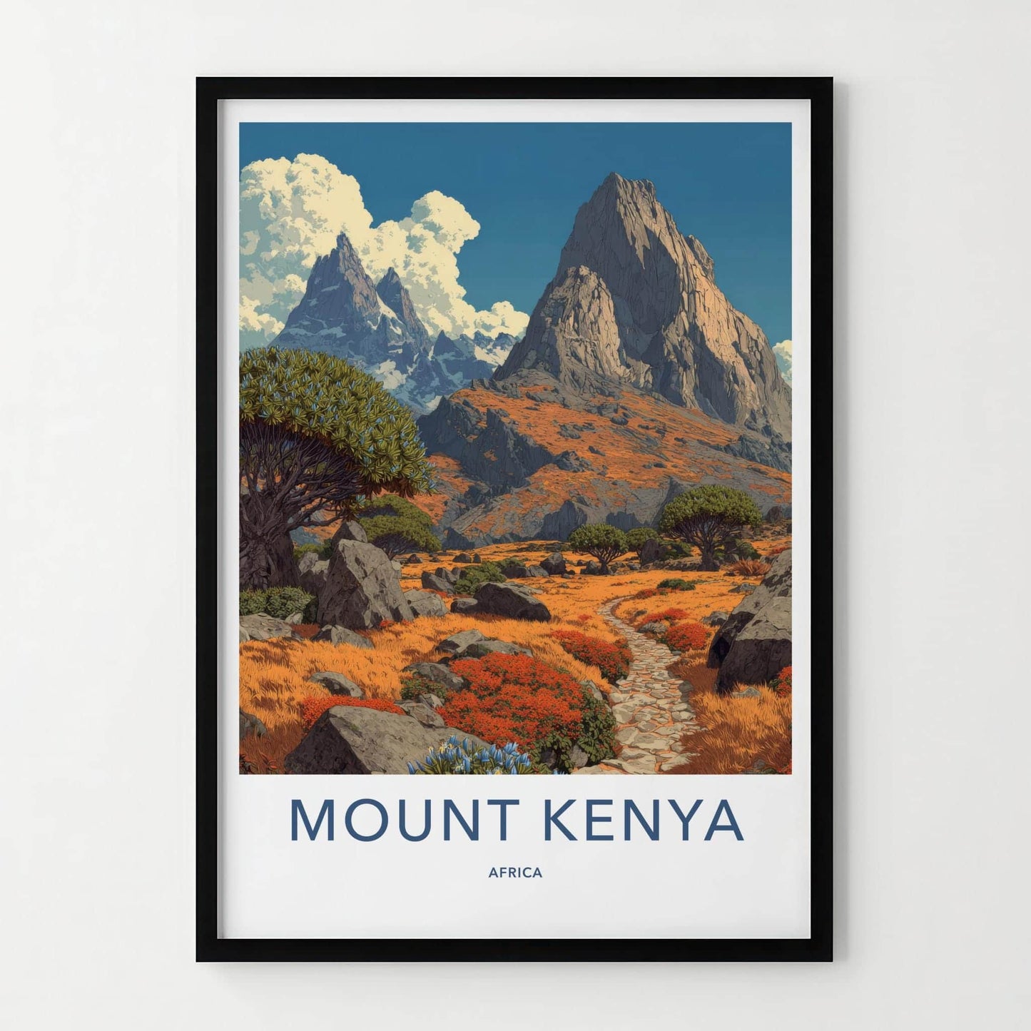 Mount Kenya Poster - Kenya Travel Art - Scenic Mountain Path Home Decor