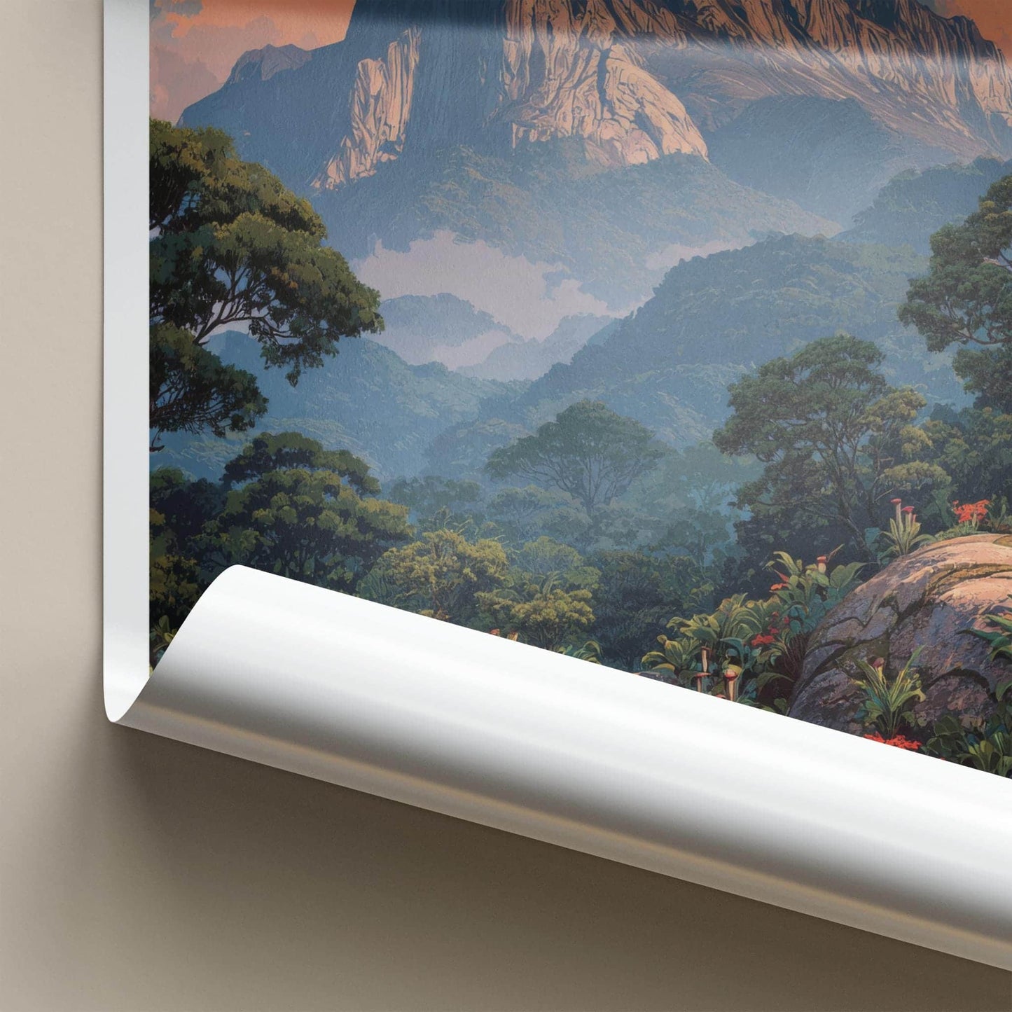 Mount Kinabalu Poster - Malaysia Travel Art - Lush mountain landscape Home Decor