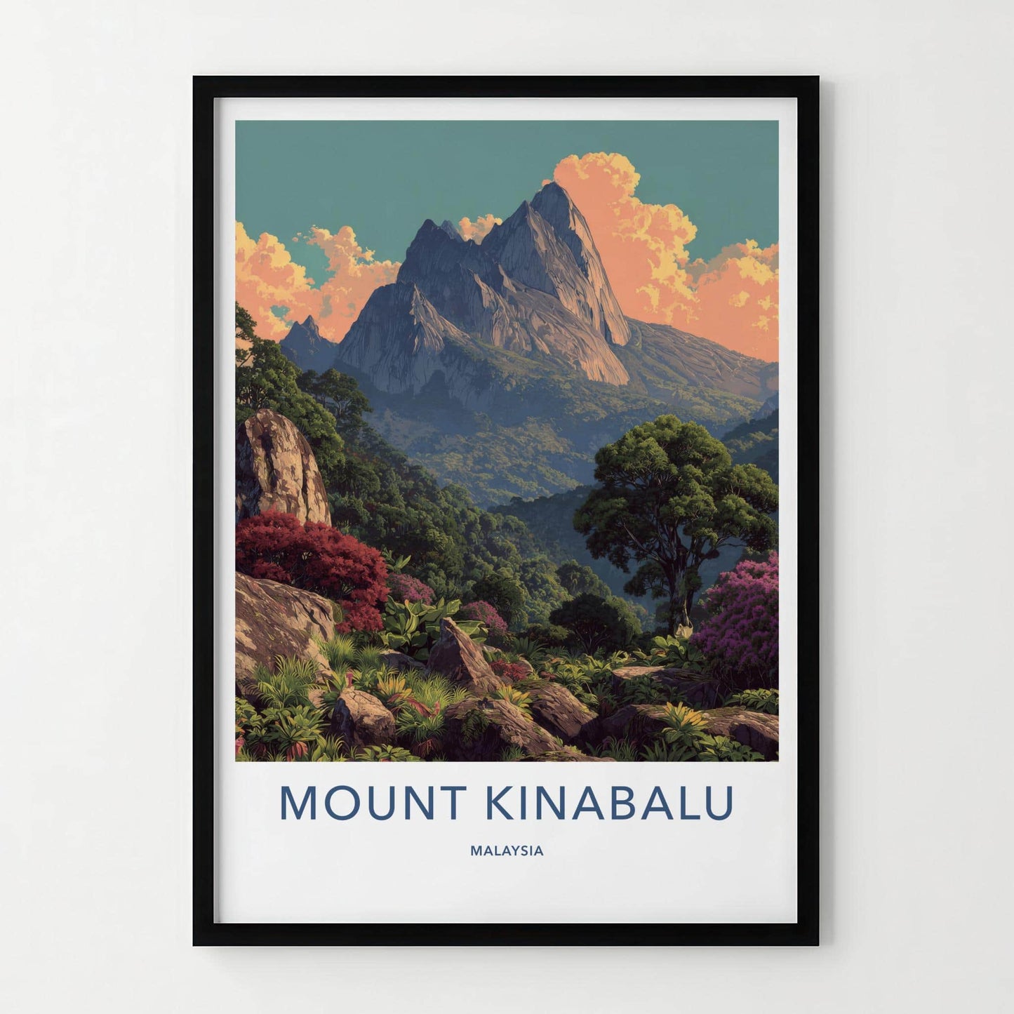 Mount Kinabalu Poster - Malaysia Travel Art - Lush Mountainous Vista Home Decor