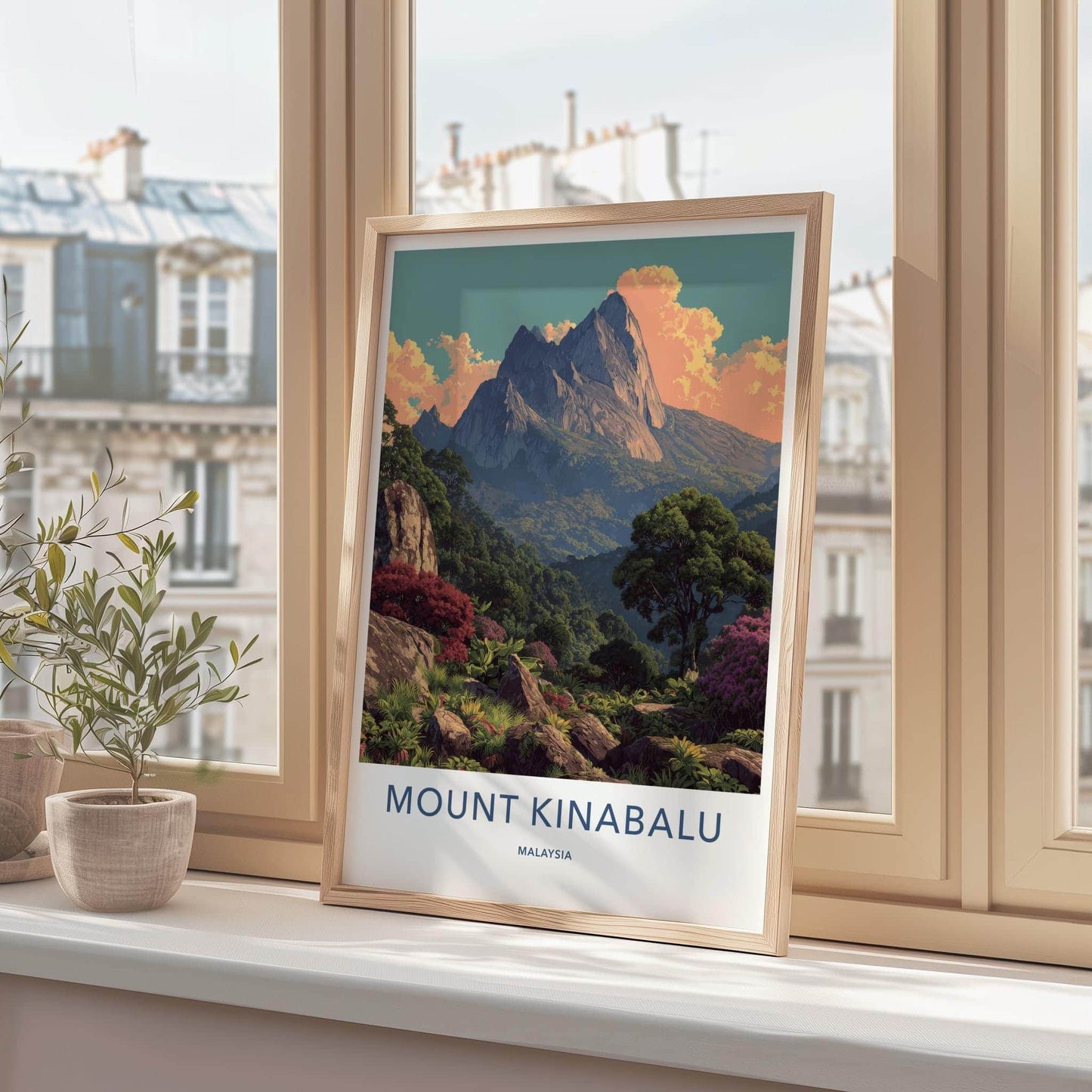 Mount Kinabalu Poster - Malaysia Travel Art - Majestic Mountain View Wall Decor