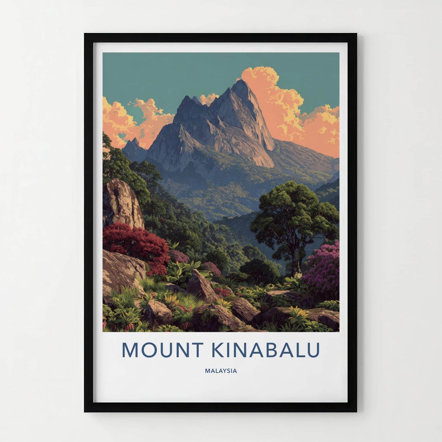 Mount Kinabalu Poster - Malaysia Travel Art - Majestic Mountain View Wall Decor