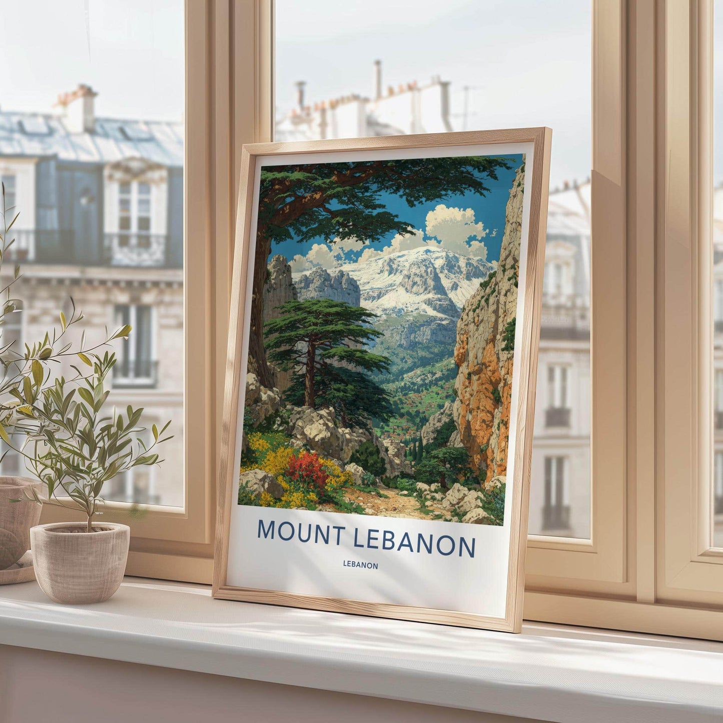 Mount Lebanon Poster - Lebanon Travel Art - Snowy Peaks Cedars Home Decor