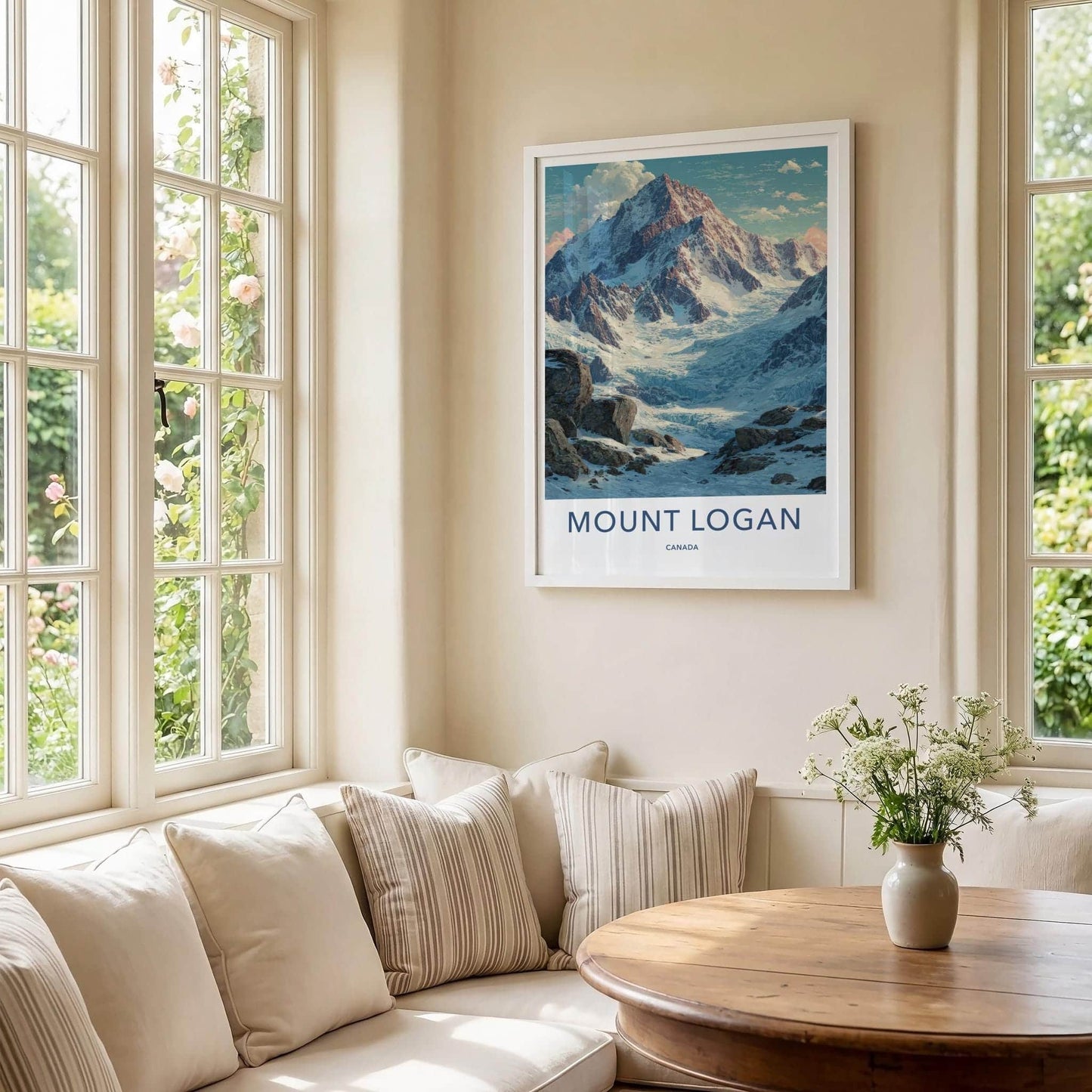 Mount Logan Poster - Canada Travel Art - Massive Snow Glacier Wall Decor