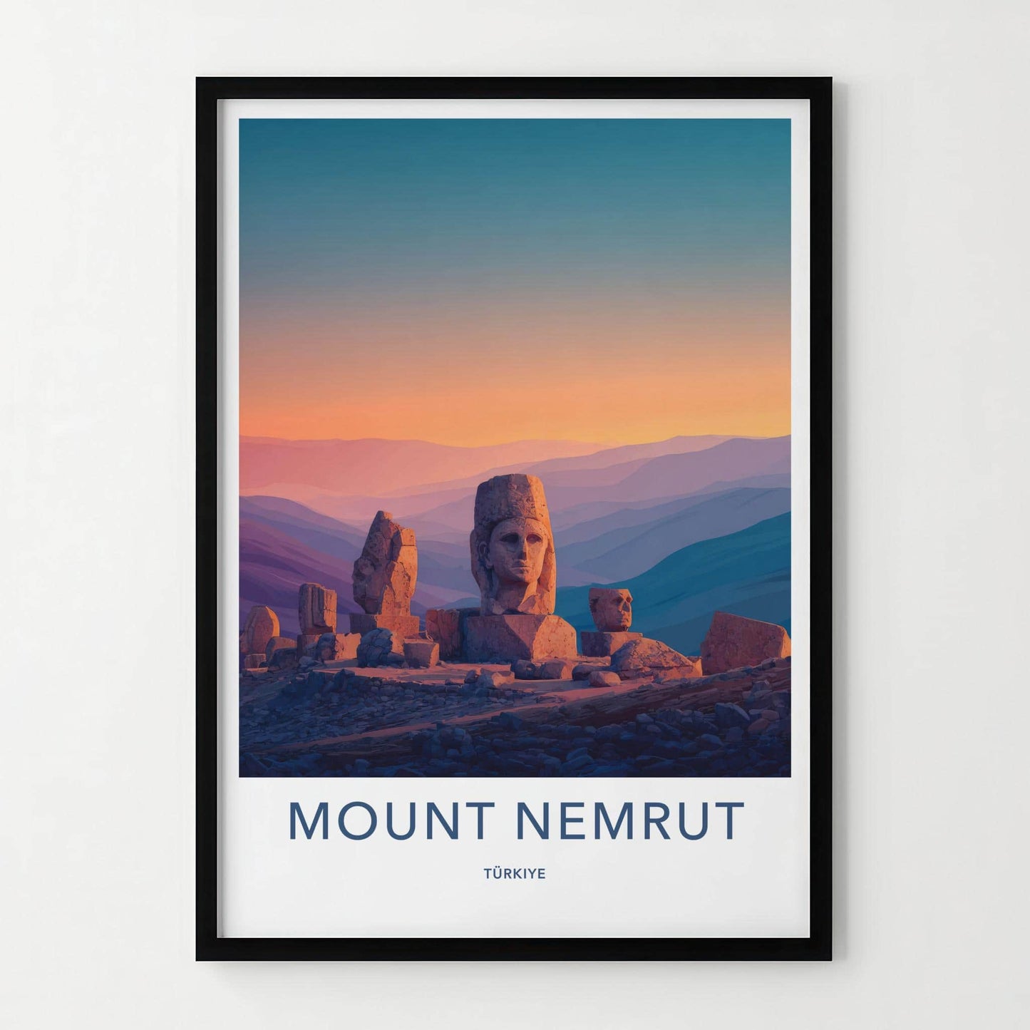 Mount Nemrut Poster - Turkey Travel Print - Ancient Stone Heads Wall Decor