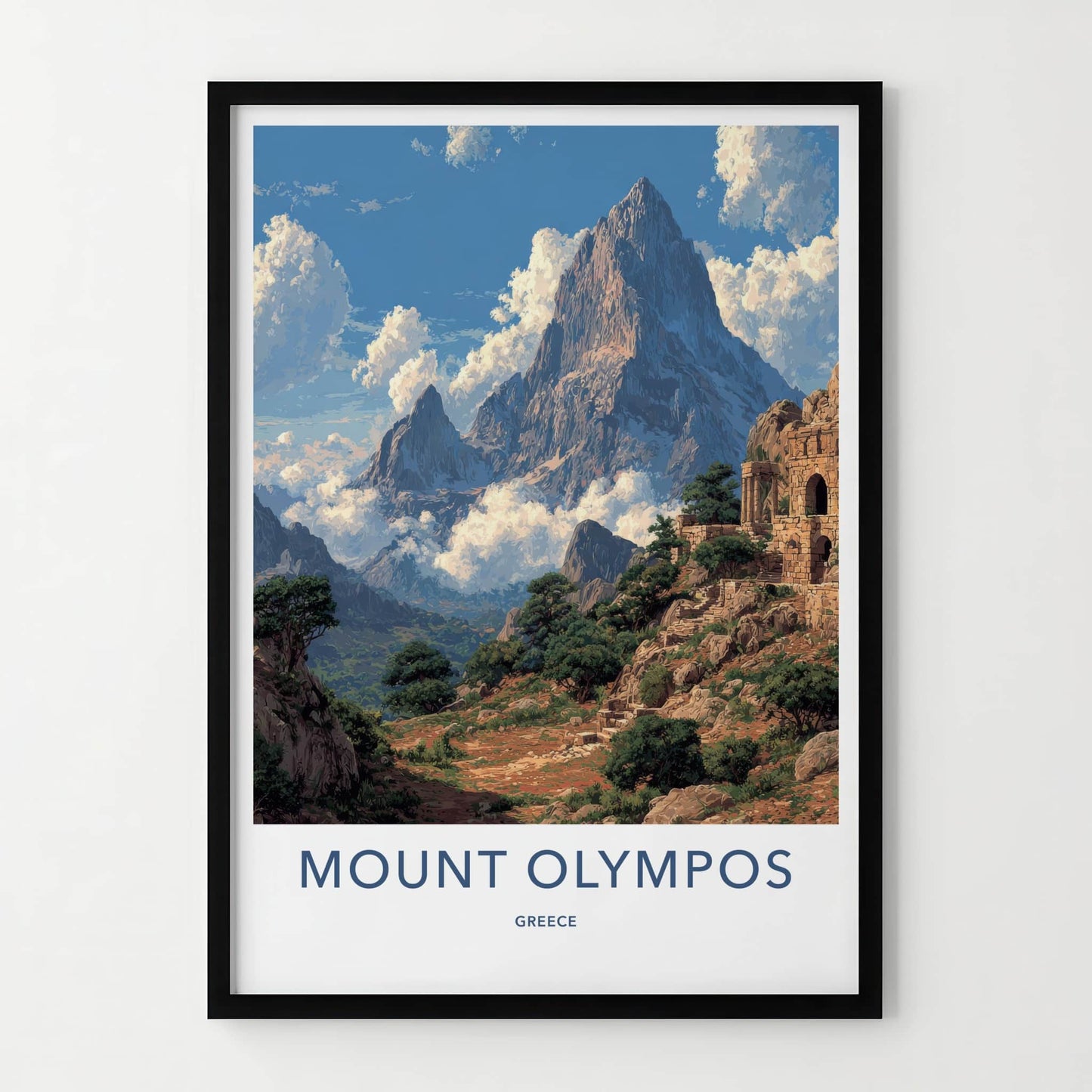 Mount Olympos Poster - Greece Framed Print - Ancient Ruins Mountain Home Art