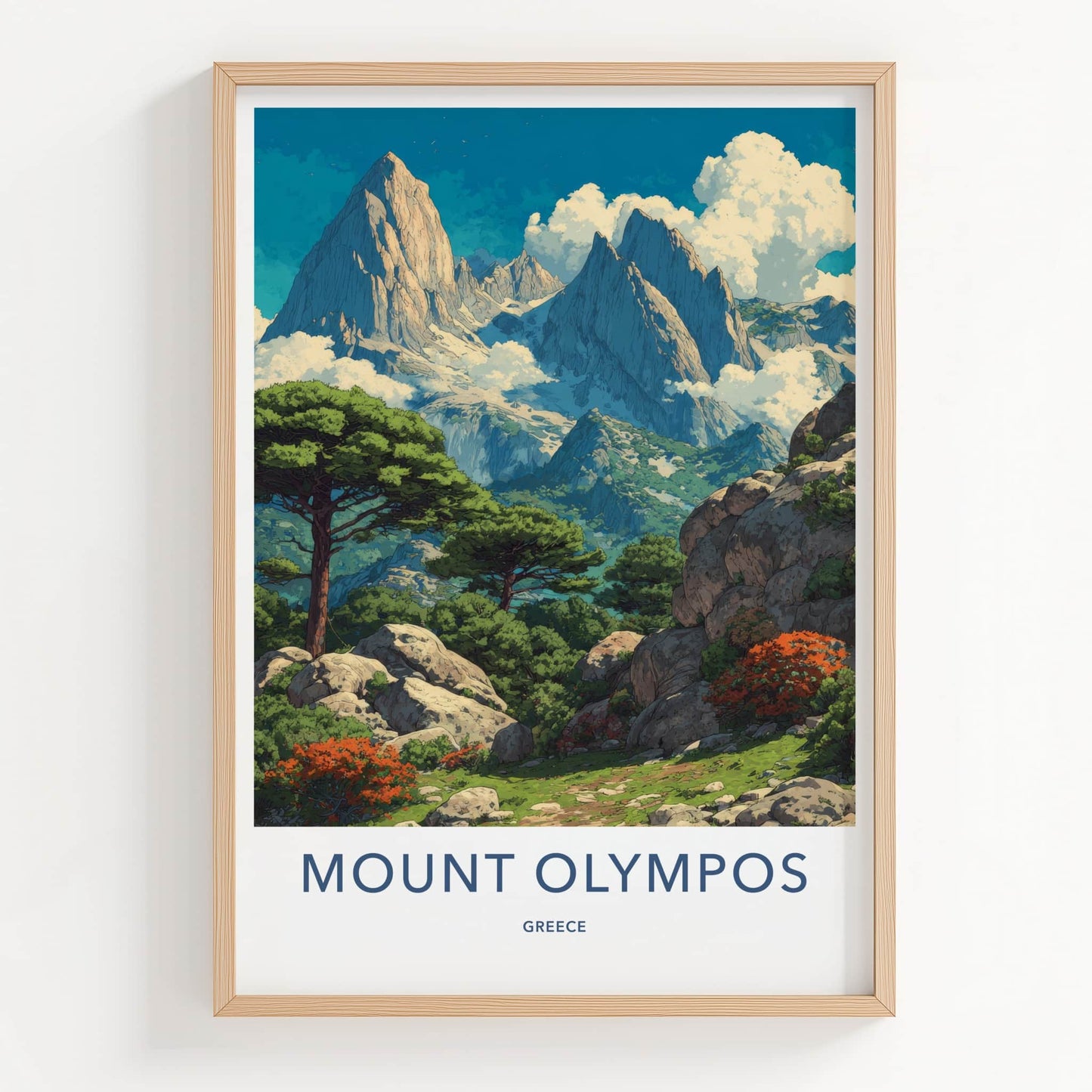 Mount Olympos Poster - Greece Travel Print - Lush Green Valley Home Decor