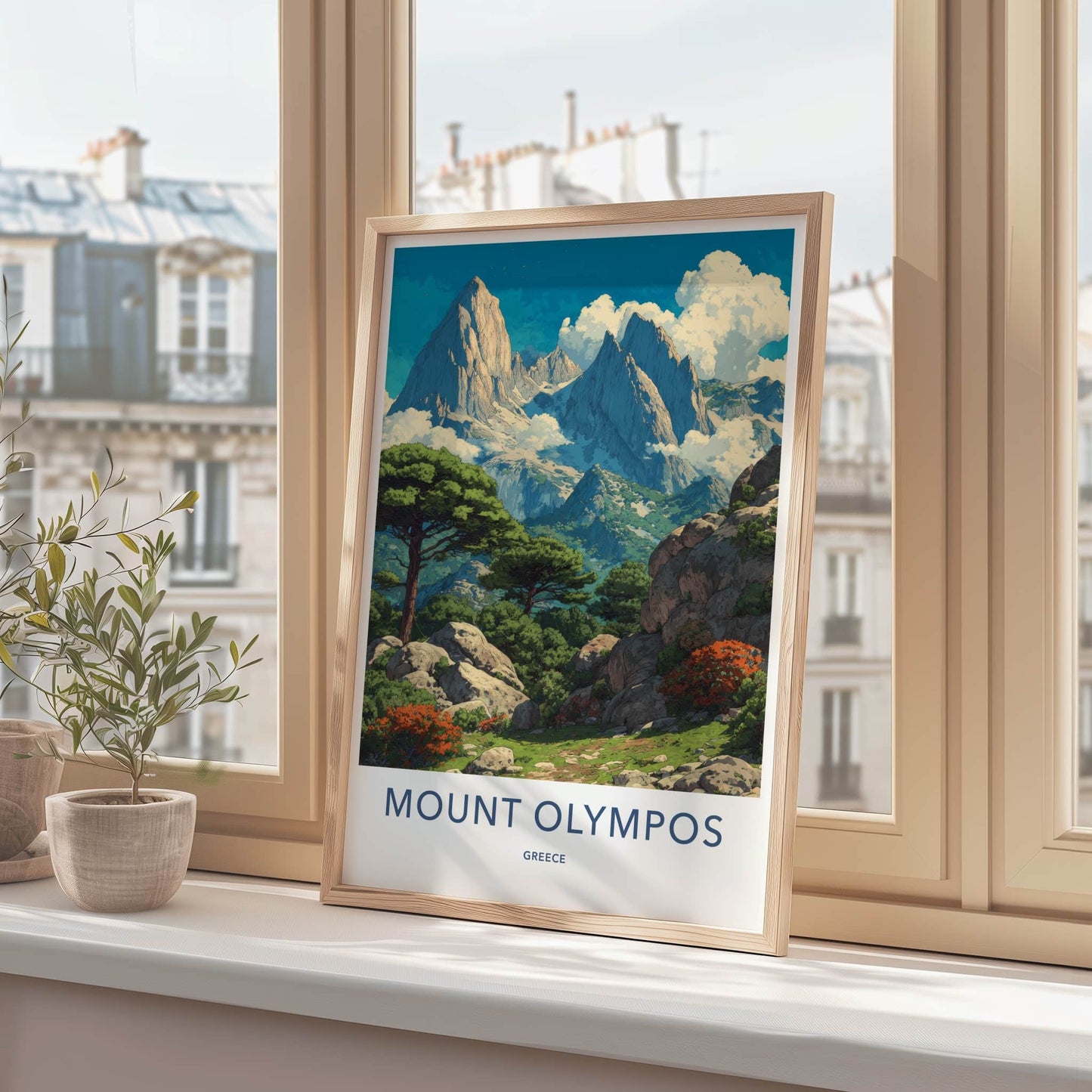 Mount Olympos Poster - Greece Travel Print - Lush Green Valley Home Decor