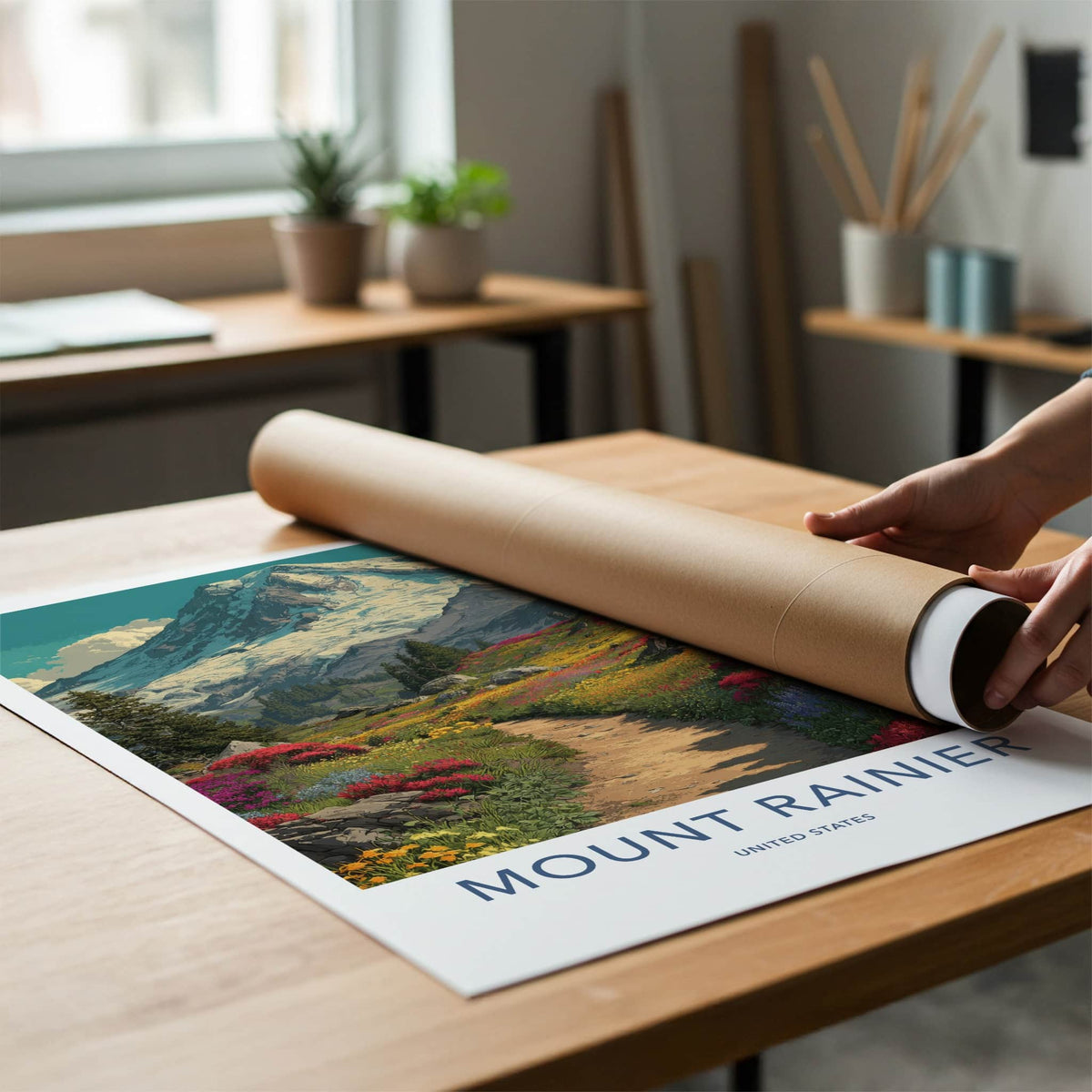 Mount Rainier Poster - Washington Travel Art