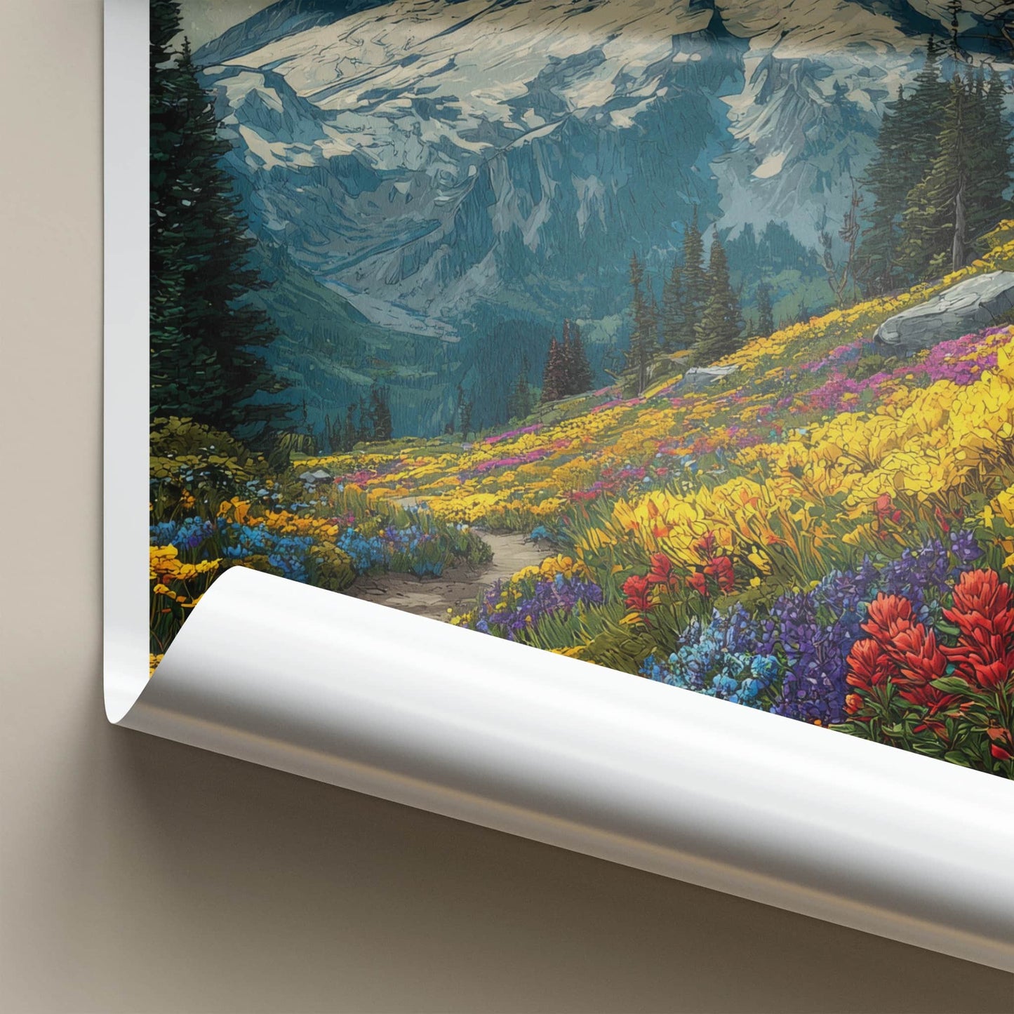 Mount Rainier Poster - Washington Travel Art - Snowy Peak Path Home Decor