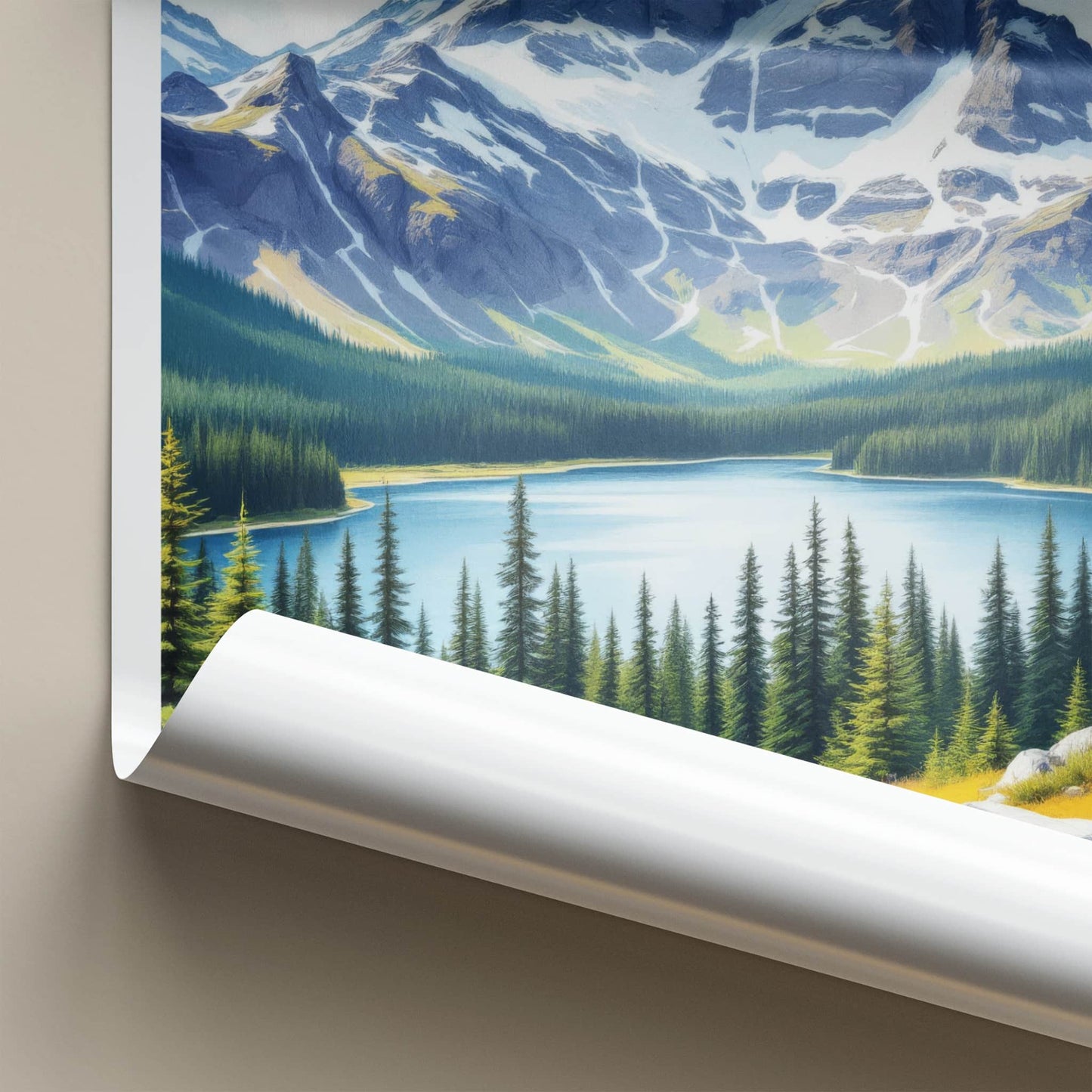 Mount Rundle Poster - Canada Wall Art - Snowy Mountain Lake Home Decor