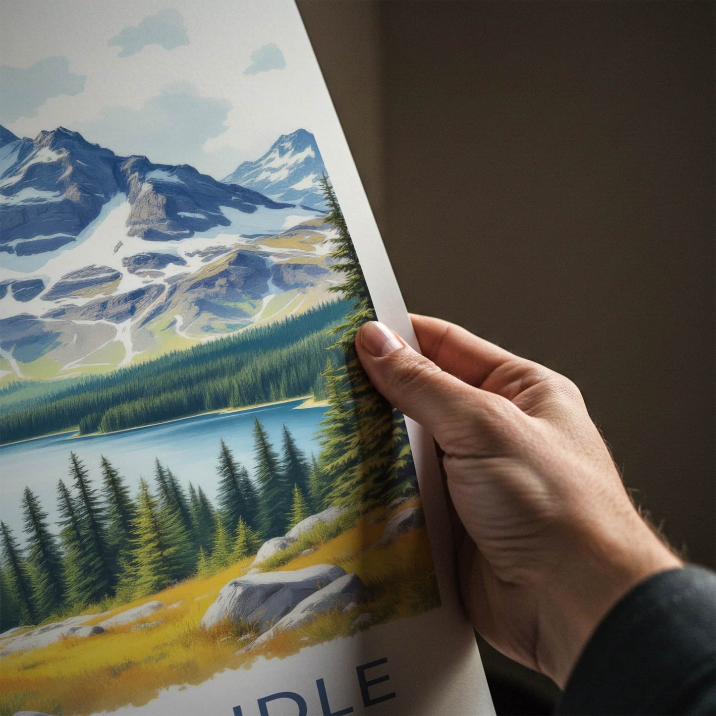 Mount Rundle Poster - Canada Wall Art - Snowy Mountain Lake Home Decor