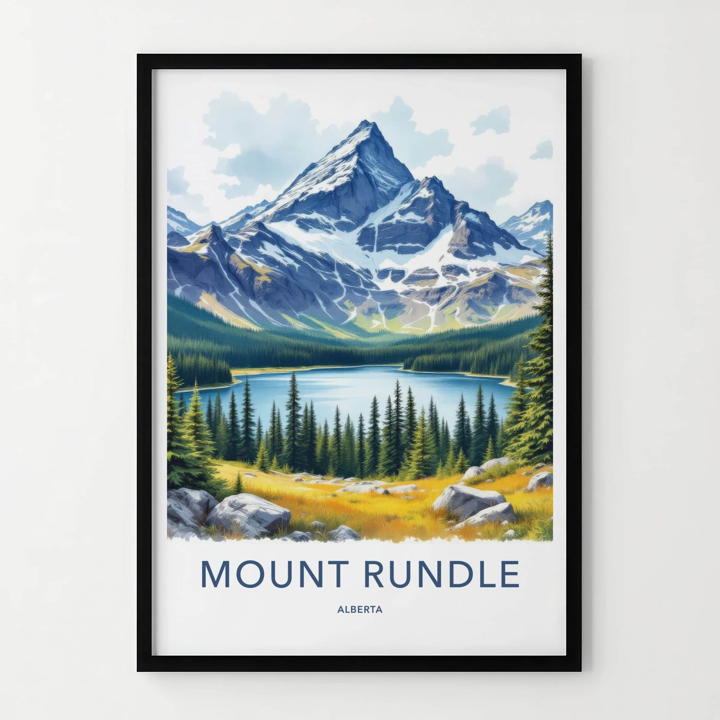Mount Rundle Poster - Canada Wall Art - Snowy Mountain Lake Home Decor