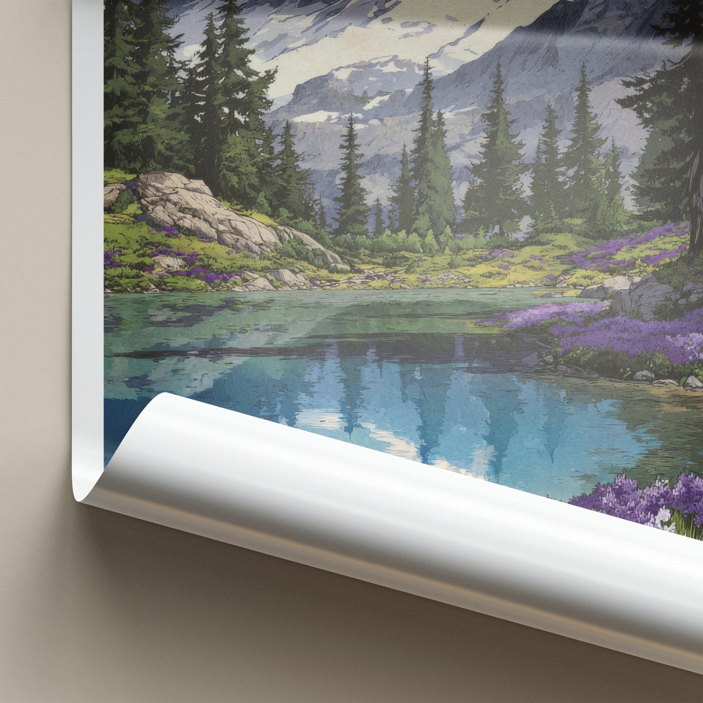 Mount Shuksan Poster - Washington Travel Art - Alpine Lake Flowers Wall Decor
