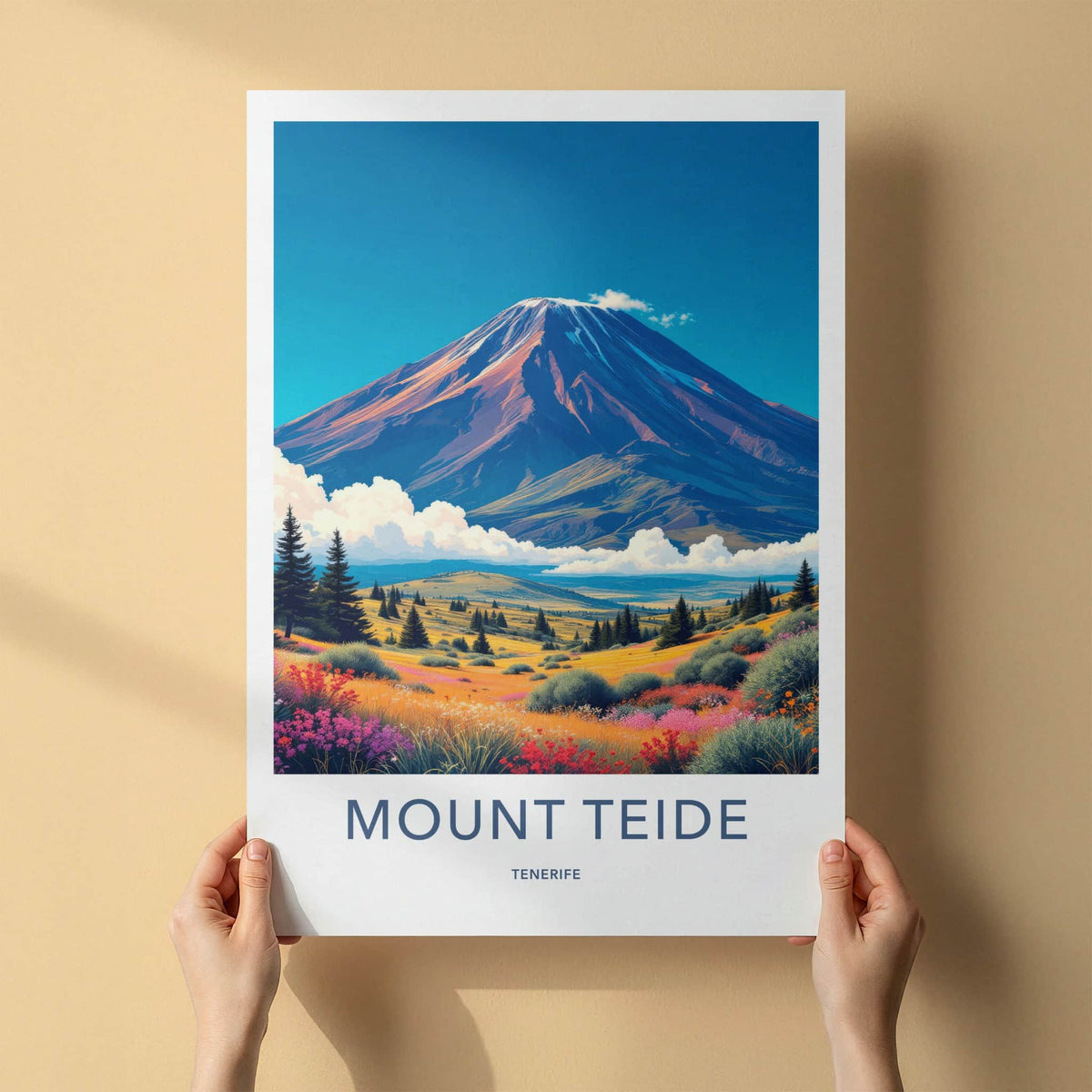 Mount Teide Poster - Spain Travel Art - Colorful Alpine Meadow Wall Decor