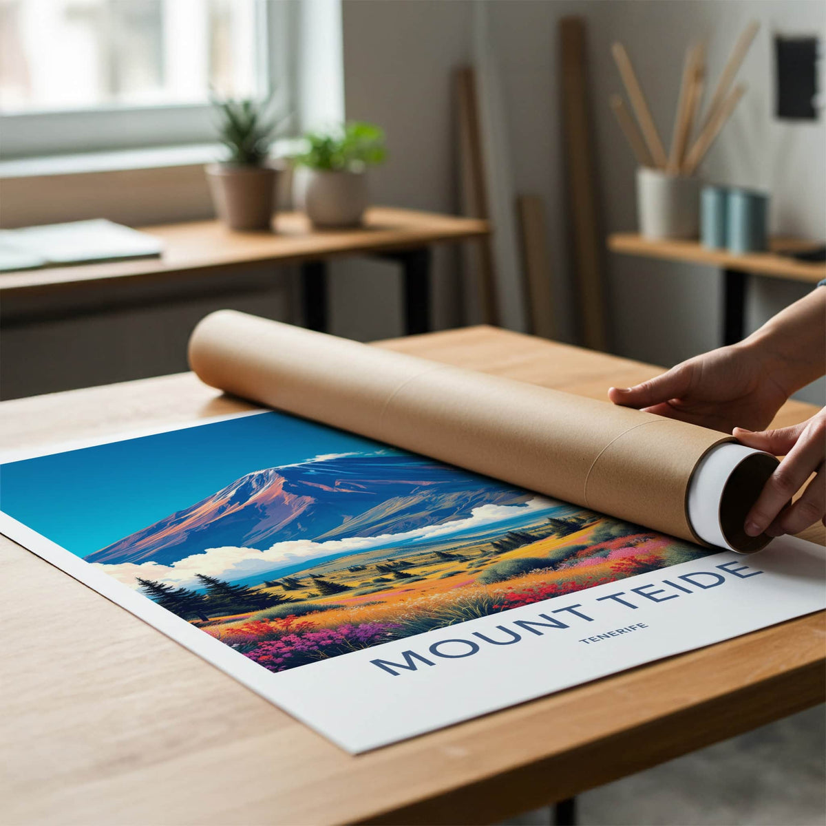 Mount Teide Poster - Spain Travel Art - Colorful Alpine Meadow Wall Decor