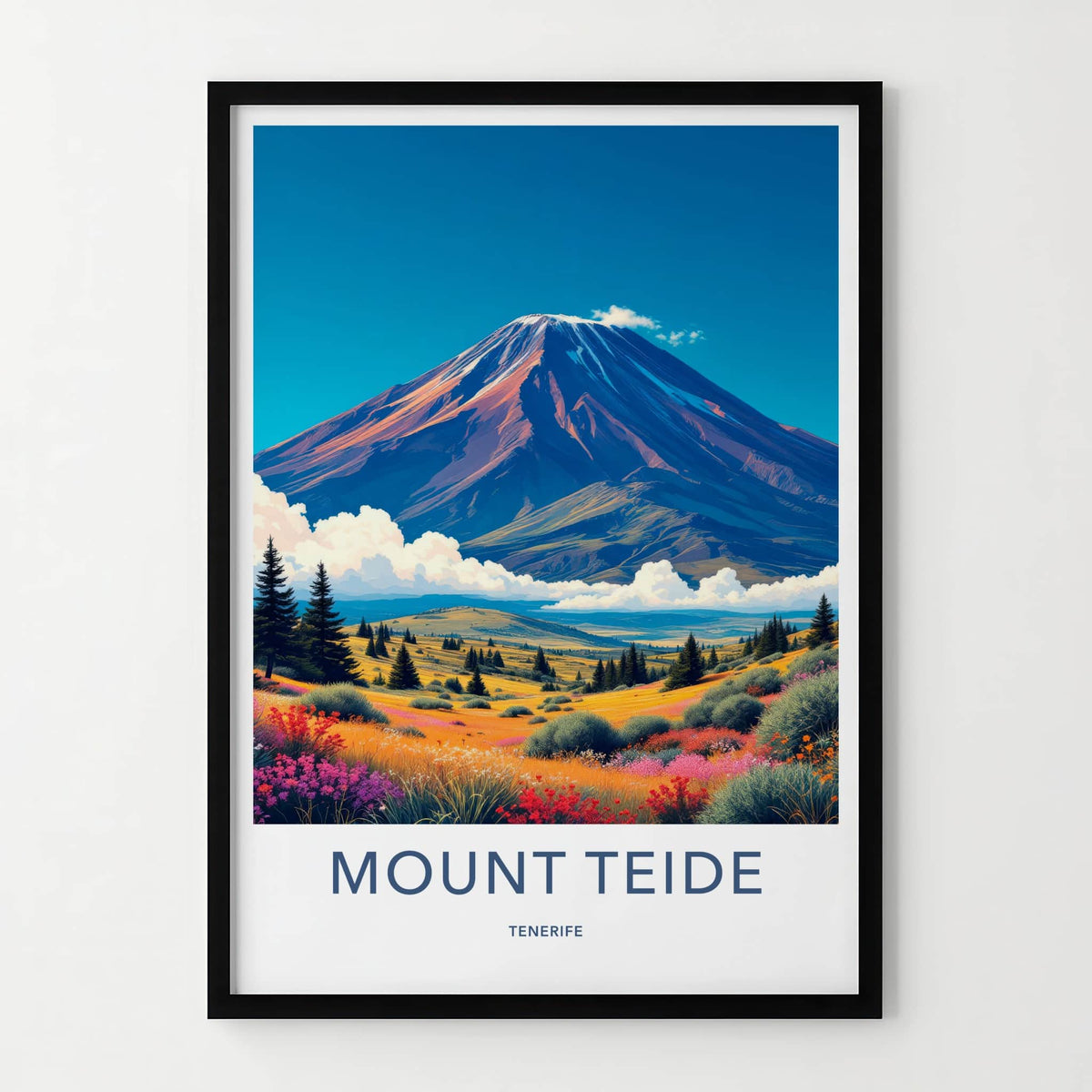 Mount Teide Poster - Spain Travel Art - Colorful Alpine Meadow Wall Decor