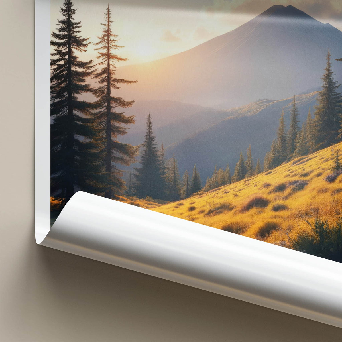 Mount Teide Poster - Spain Travel Art - Golden Hills Sunset Home Decor