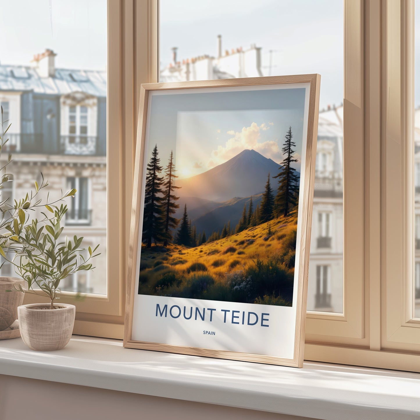 Mount Teide Poster - Spain Travel Art - Golden Hills Sunset Home Decor