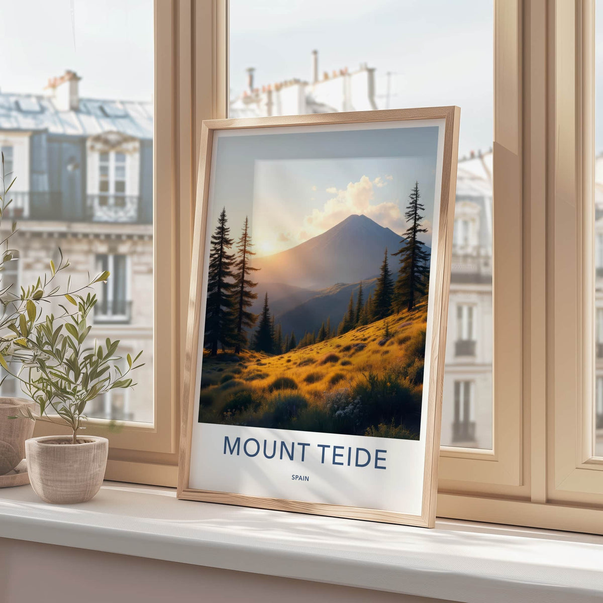 Mount Teide Poster - Spain Travel Art - Golden Hills Sunset Home Decor