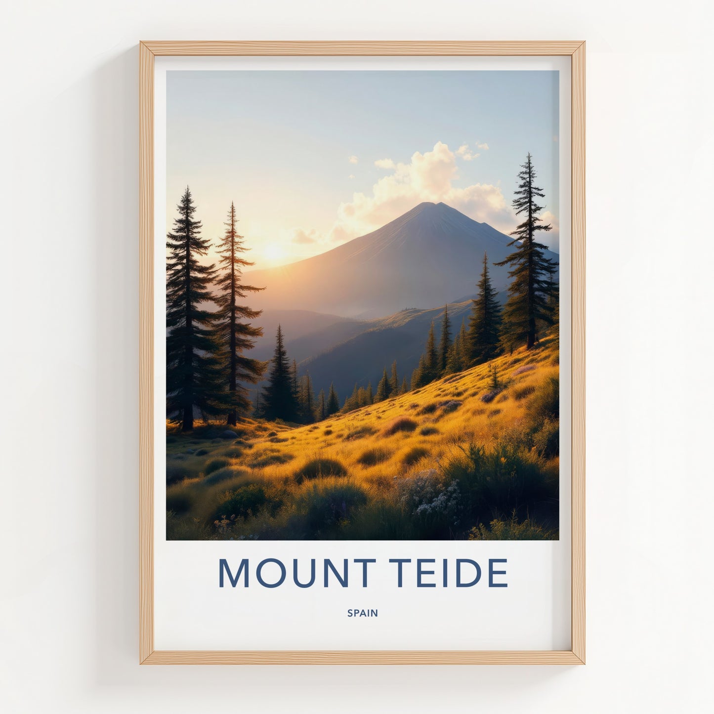 Mount Teide Poster - Spain Travel Art - Golden Hills Sunset Home Decor