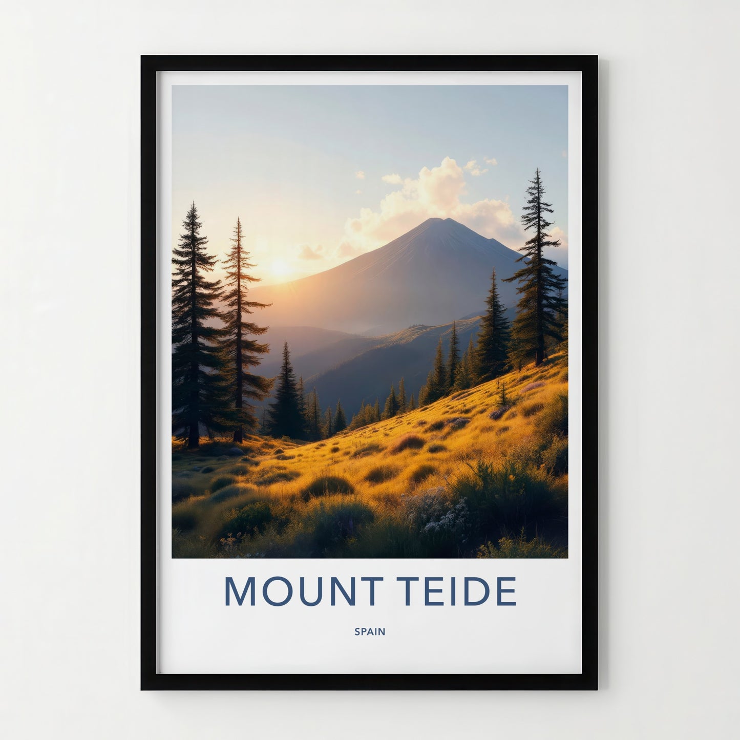 Mount Teide Poster - Spain Travel Art - Golden Hills Sunset Home Decor