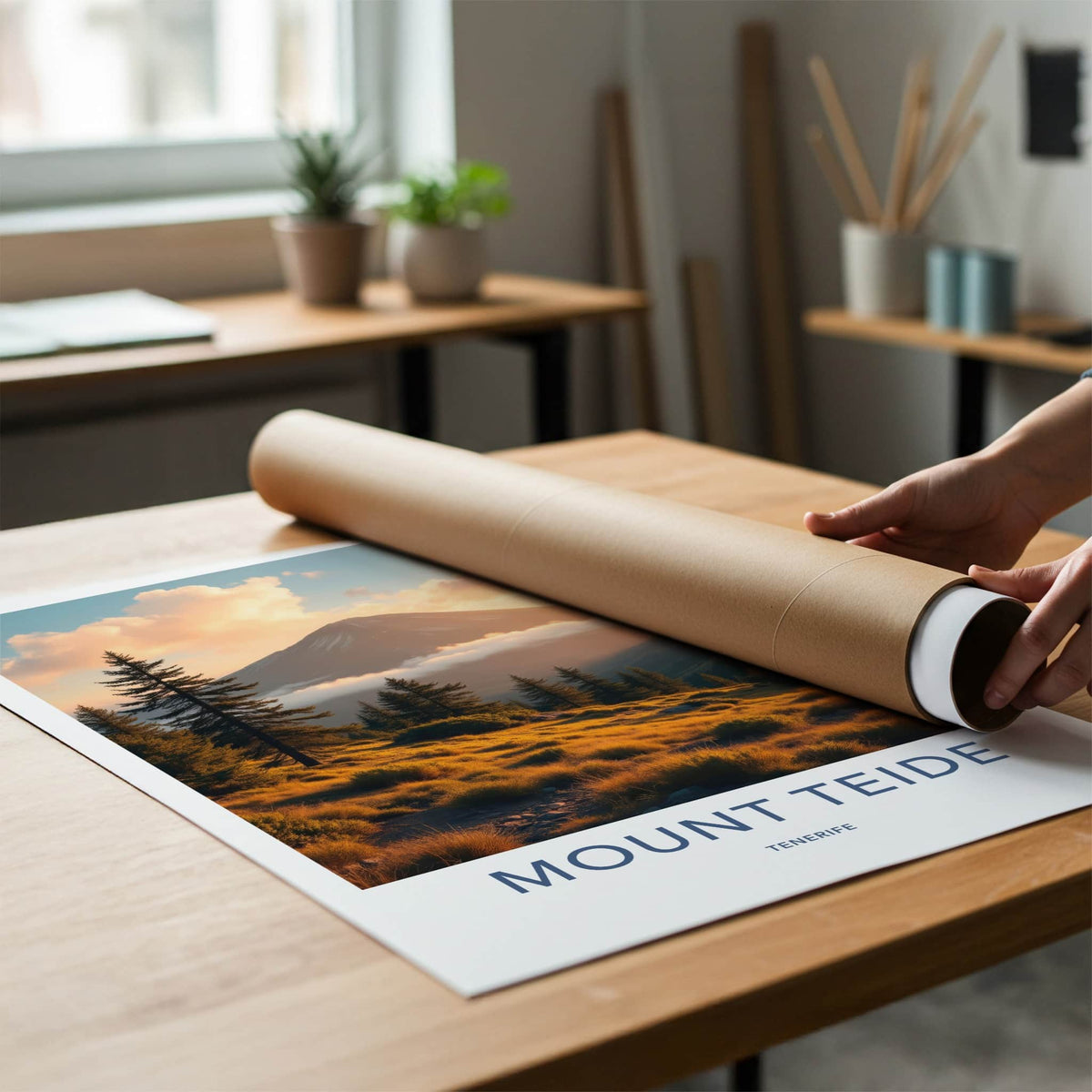 Mount Teide Poster - Spain Travel Art - Golden Hour Volcano Wall Decor