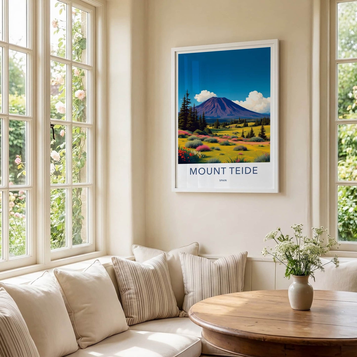 Mount Teide Poster - Spain Travel Art - Vibrant Bloom Landscape Home Decor