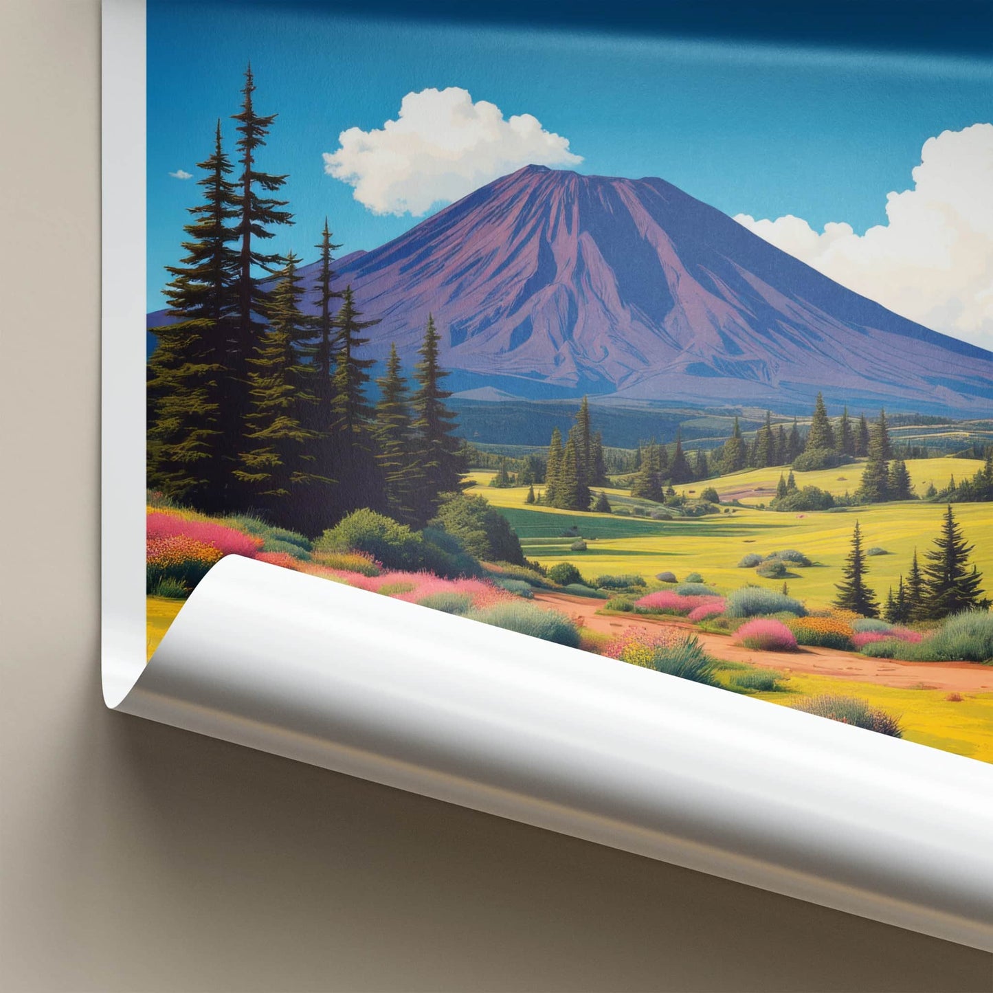Mount Teide Poster - Spain Travel Art - Vibrant Bloom Landscape Home Decor