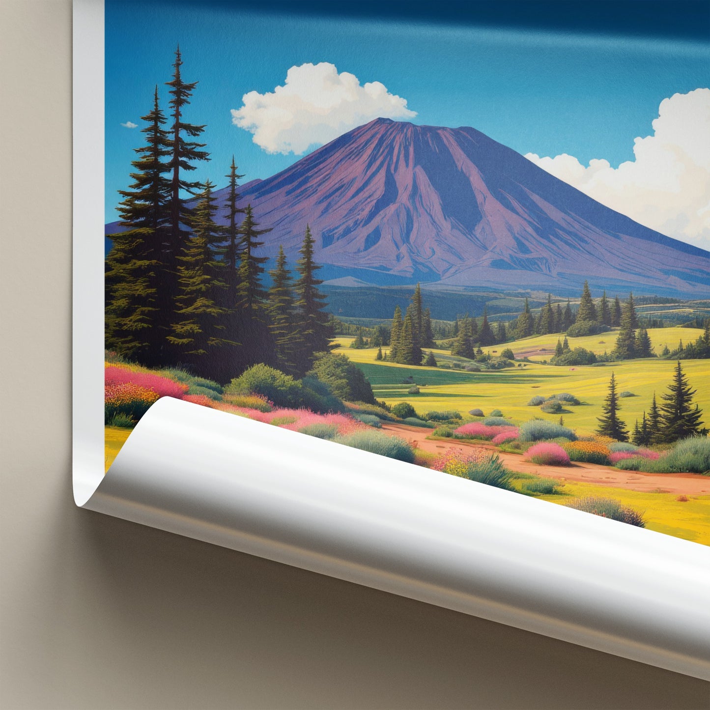 Mount Teide Poster - Spain Travel Art - Vibrant Bloom Landscape Home Decor