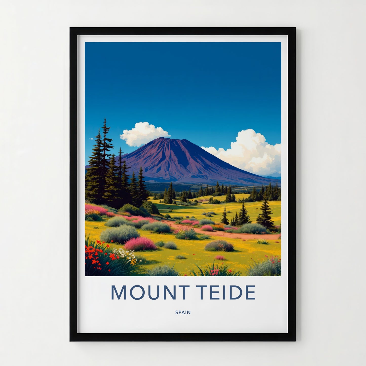 Mount Teide Poster - Spain Travel Art - Vibrant Bloom Landscape Home Decor