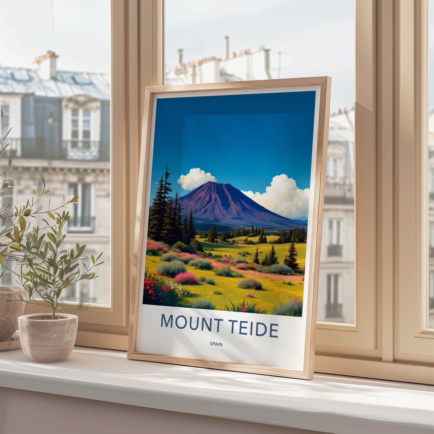 Mount Teide Poster - Spain Travel Art - Vibrant Bloom Landscape Home Decor